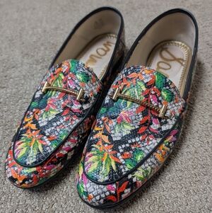 Sam Edelman Lior Womens 8.5 Colorful Snake Print Leather Loafers Horsebit Preppy